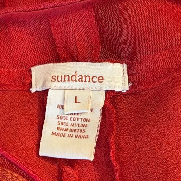 Sundance Embroidered Orange Short Sleeve Blouse Top Medium - Picture 5 of 7